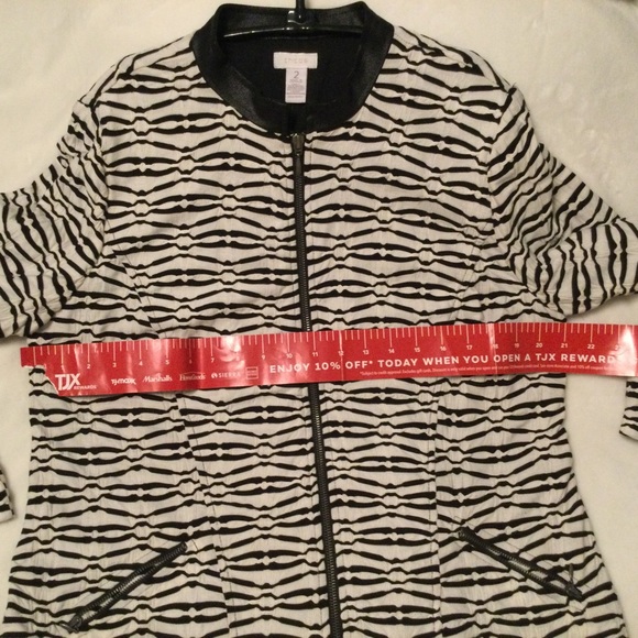 NWT Chicos Jacket with Faux Leather Trim. Size L - Picture 2 of 10